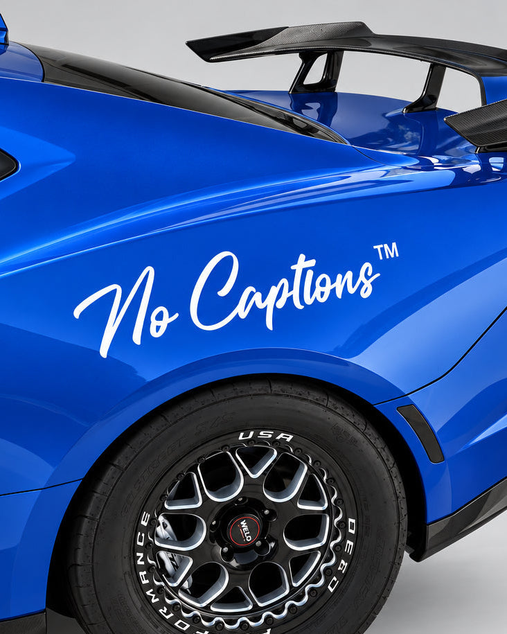 NC Decal Car Sticker - No Captions script logo on blue car